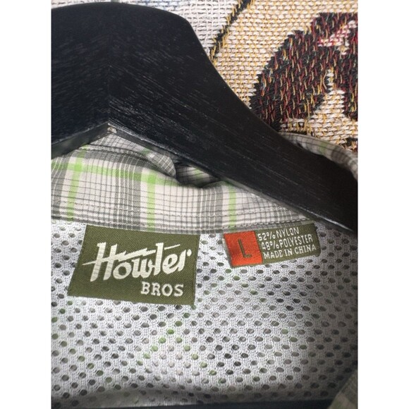HOWLER BROS Plaid Long Sleeve Button Front Shirt Men's lg Nylon Poly - Picture 6 of 9